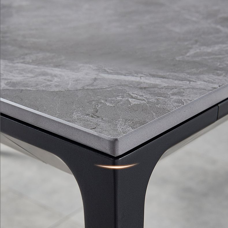 Industrial Style Sintered Stone Dining Table Aviation Aluminum Base Rectangle Table for Home