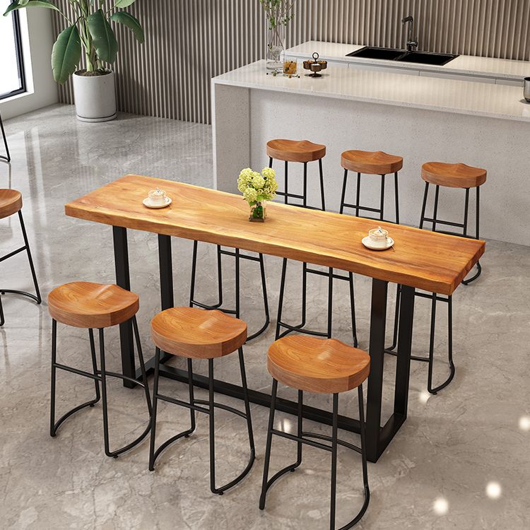 Contemporary Rectangle Bar and Counter Stool Wood Stool with Sled Base