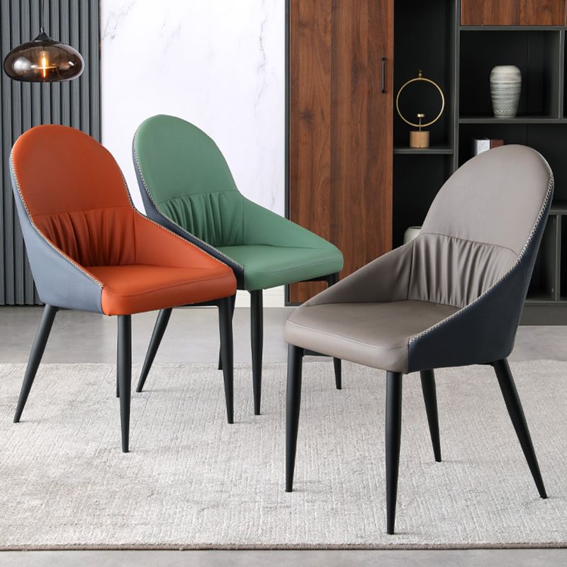 Modern Indoor Upholstered Side Chair Faux Leather Side Chair with Metal Legs