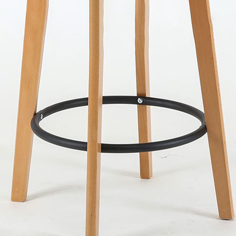 Contemporary Brown Wood Stool Faux Leather Furniture Low Back with 4 Legs