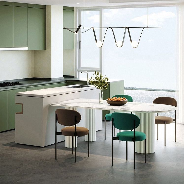 Sintered Stone Top Modern White Table for Restaurant Irregular Dining Table with 3 Legs
