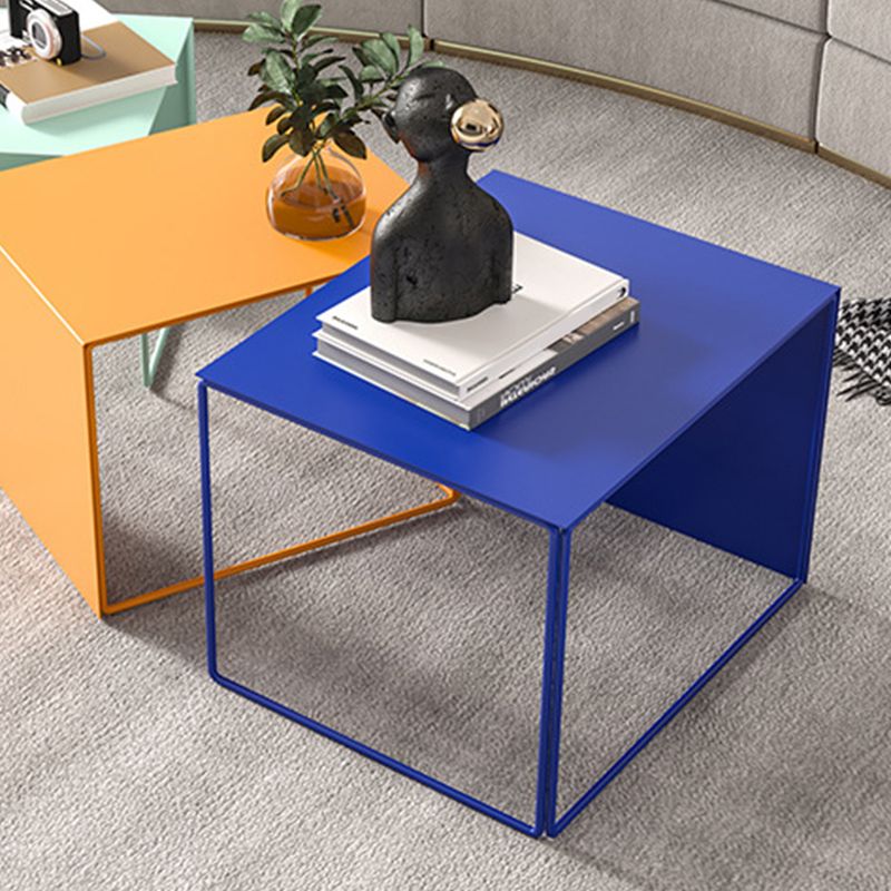 Mid-Century Modern Metal Frame Rectangular Single Coffee Table
