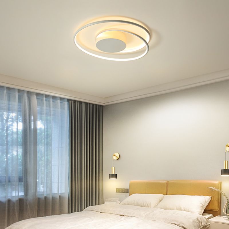 Line Shape LED Ceiling Lamp Modern Aluminium 1 Light Flush Mount for Study Bedroom