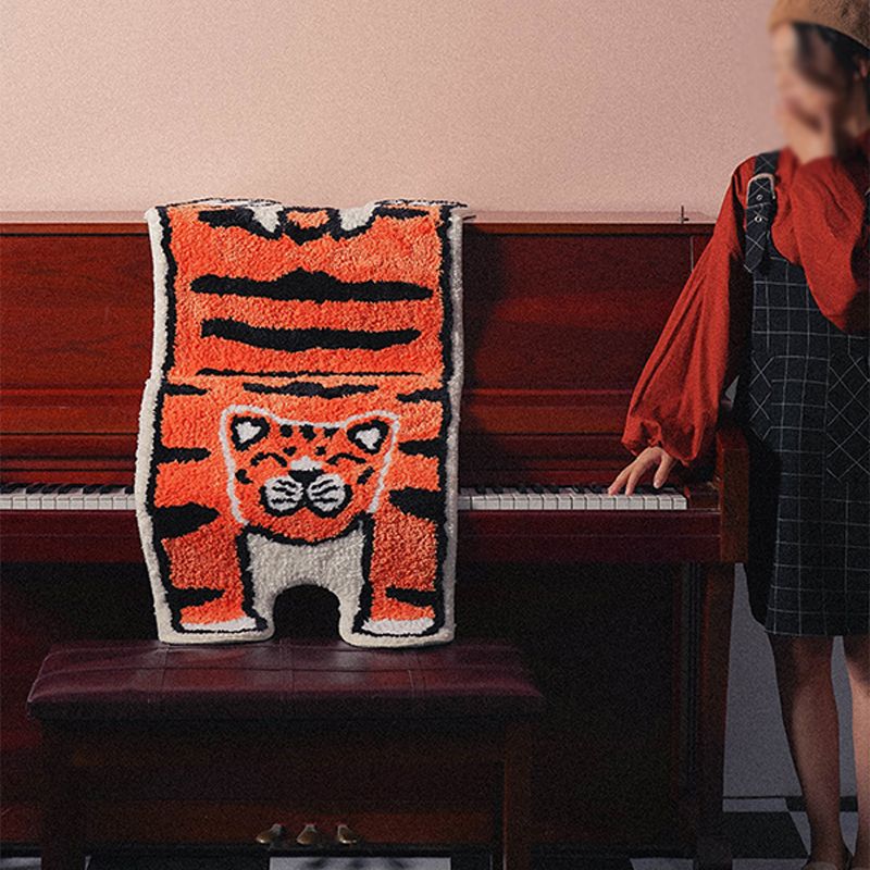 Funky Area Carpet Fancy Animals Print Carpet Polyester Stain Resistant Washable Rug for Living Room