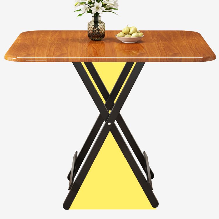 Modern Folding Wood Top Dining Table with Metal Leg for Living Room