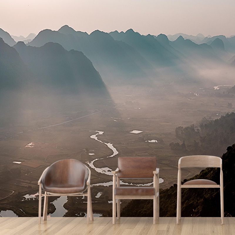 Mountain Scene Contemporary Style Mural Photography Living Room Wall Mural