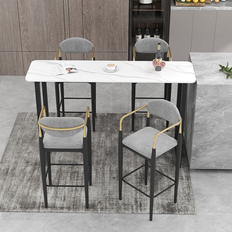 Scandinavian Upholstered Metal Counter Stools Low Back Bar Stools with 4 Legs