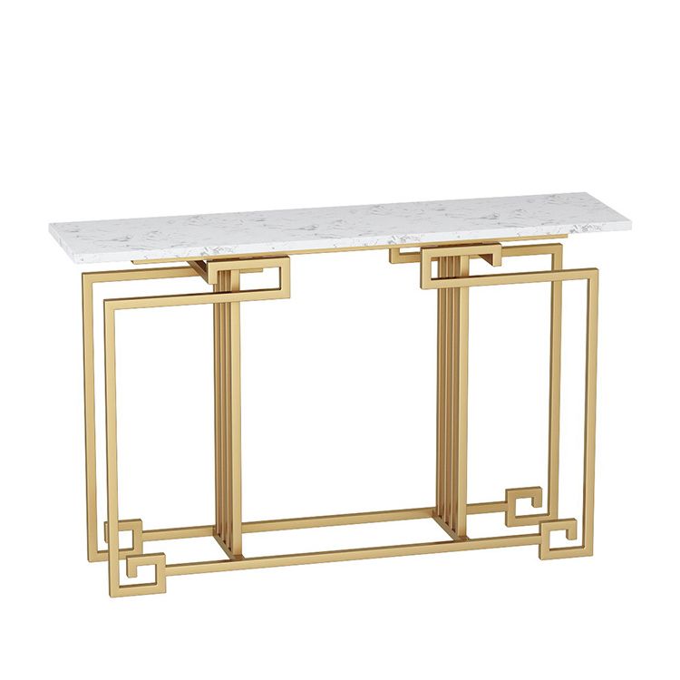 Contemporary Iron Console Sofa Table Rectangle Marble End Table for Hall