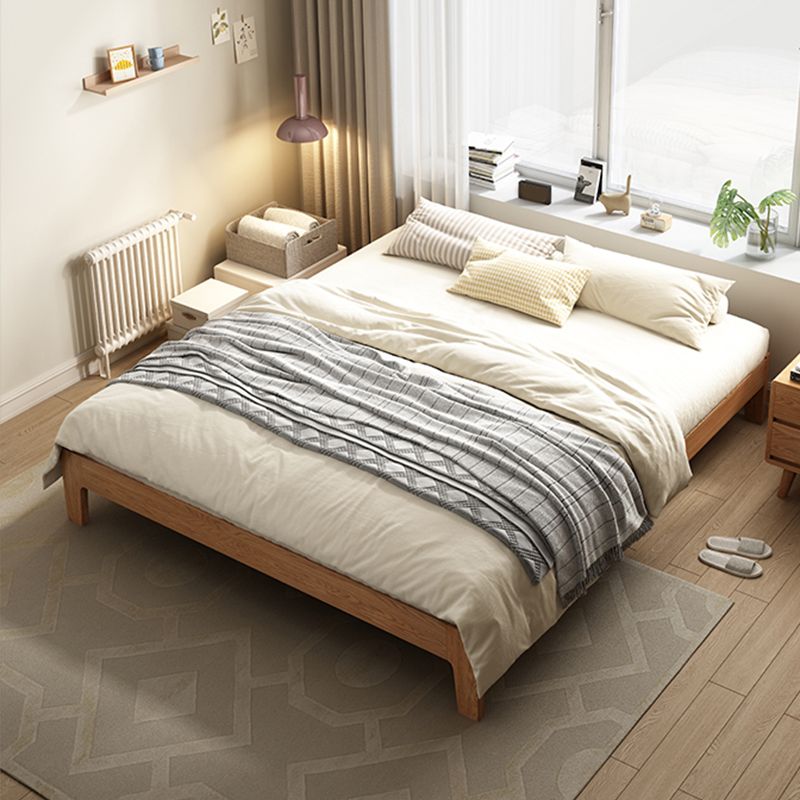 Scandinavian Solid Wood Bed Frame Low Profile Bed with Wood Legs