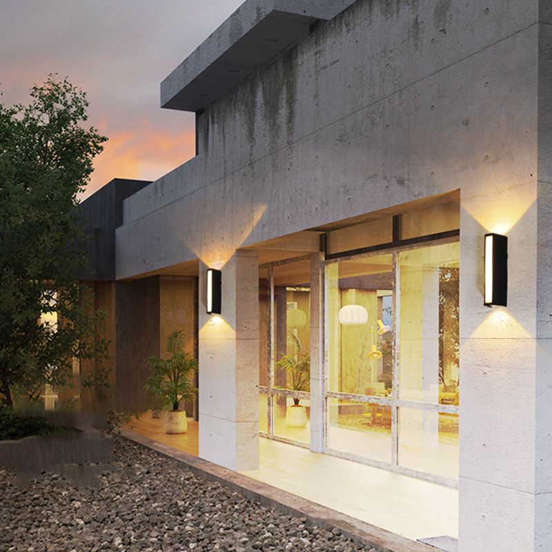 Simple Wall Sconce Rectangle Outdoor Sconce Light Fixture in Black