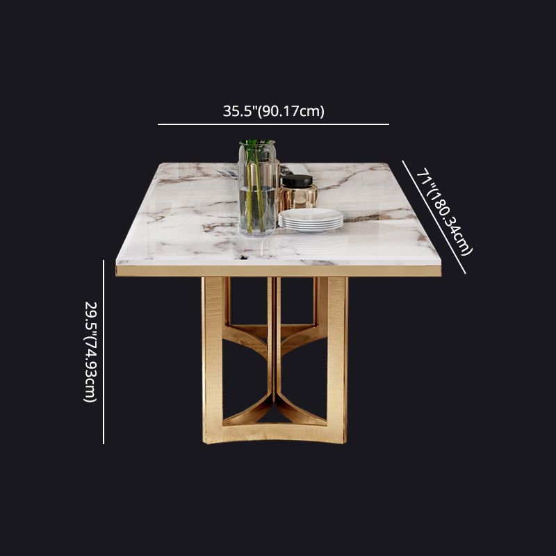 Glam Sintered Stone Dining Table Set with Double Pedestal Base Dining Furniture