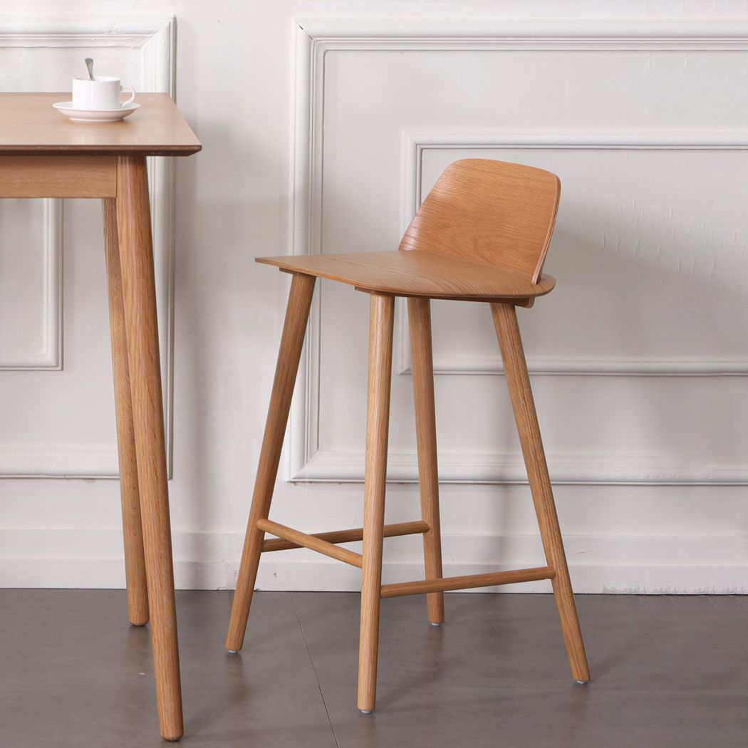 Indoor Oak Solid Wood Bar Stool Modern Armless Low Back Stool