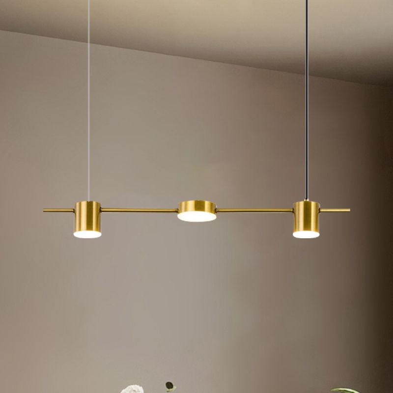 Lineaire metalen kroonluchter licht Modern 3/5 kopjes zwart/goudhangende lamp met roteerbare tint, warm/wit licht