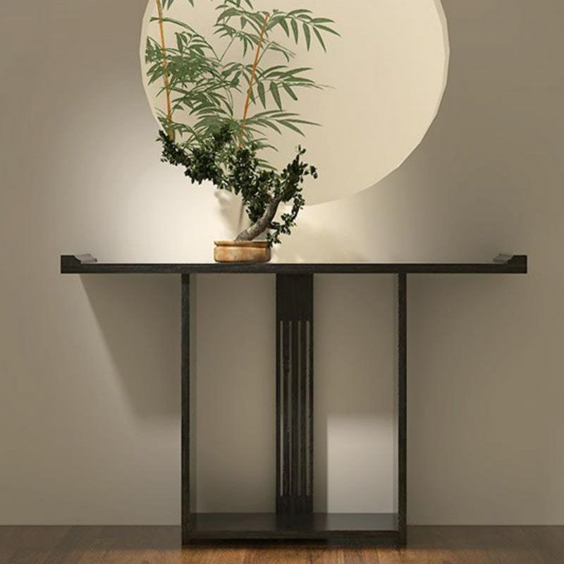 12" W Pine Console Table Mid-Century Modern Rectangle Accent Table for Hall