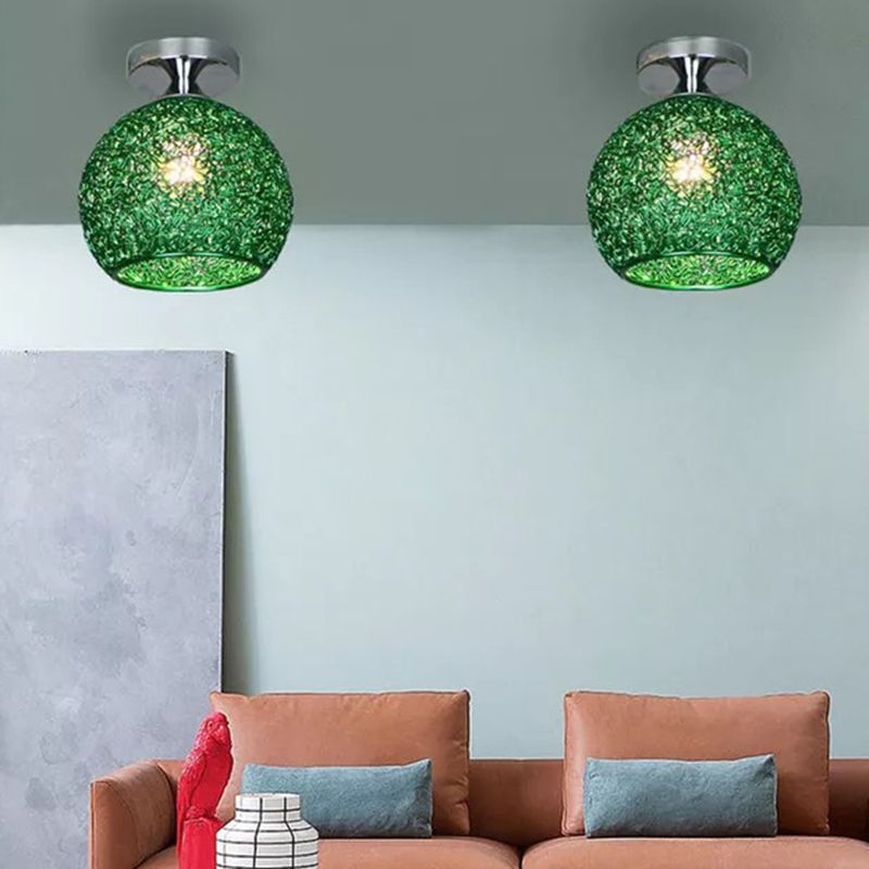 Polish Finish Flush Mount Lighting Contemporary Metal Ceiling Light for Foyer