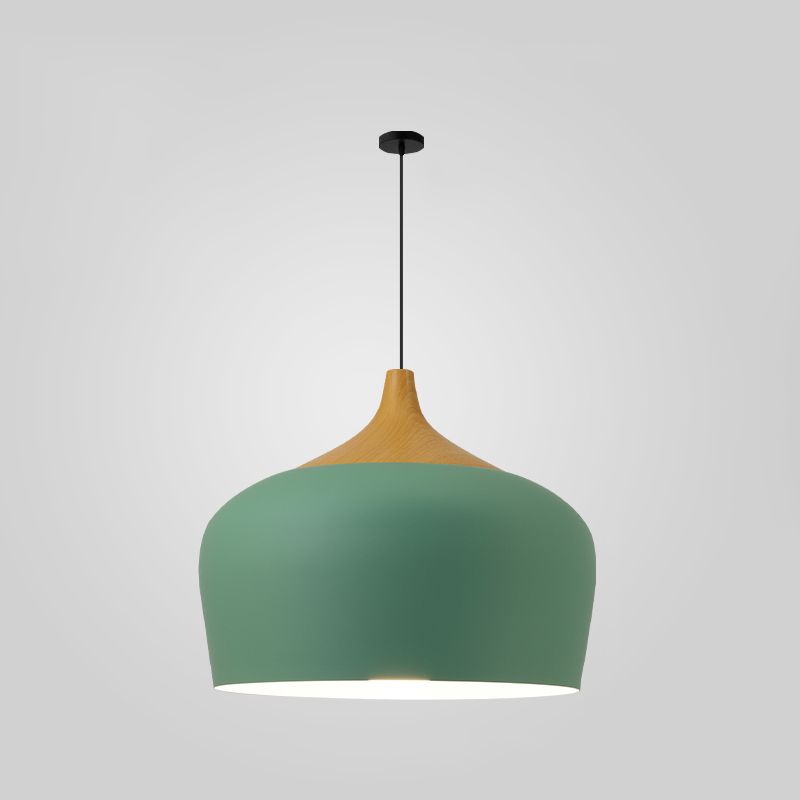 Bowl Shape Hanging Lighting Modern Macaron Style Metal 1-Light Pendant Lamp for Restaurant