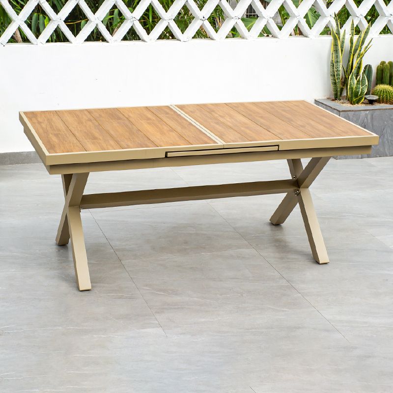 Industrial Water Resistant Dining Table Manufactured Wood Patio Table