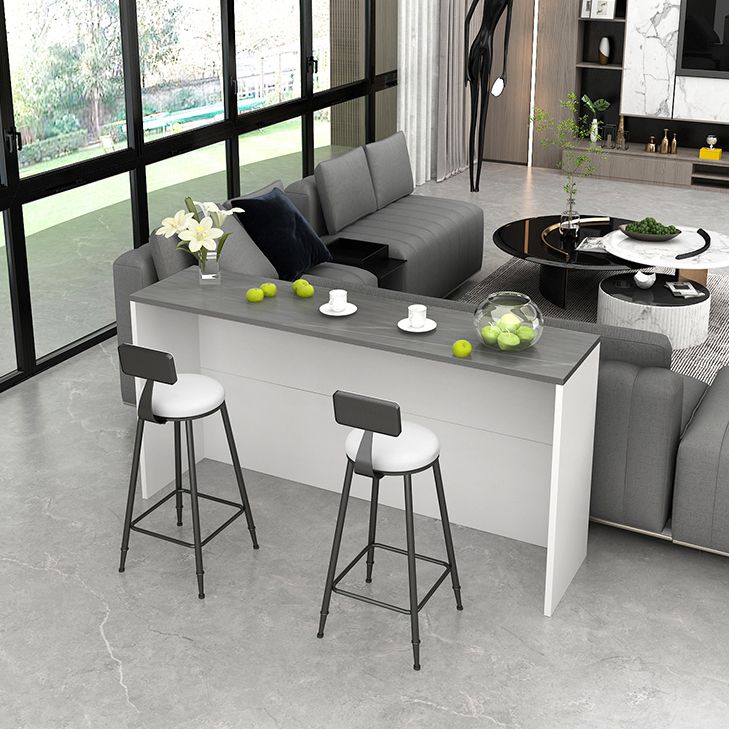 Stone Top Rectangle Pub Table Set 1/2/3 Pcs Modern Bar Table Set with 2 Stools