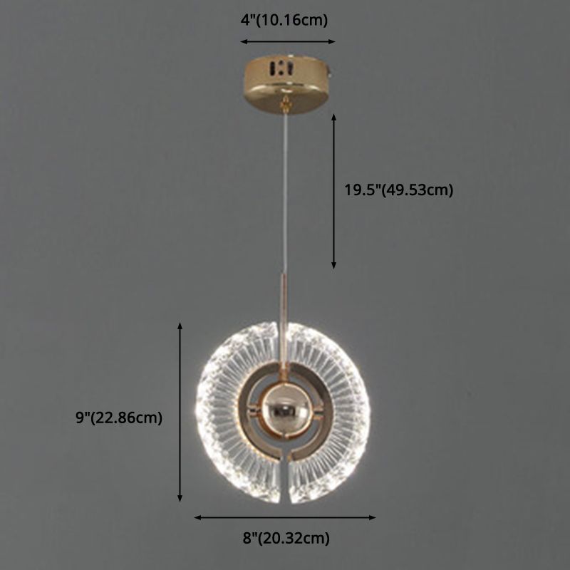 Anello soggiorno sospeso a sospensione Luce LED Crystal LED MODERNO Apparecchio di illuminazione sospeso in oro