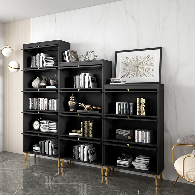 Modern Style Bookcase Standard Closed Back Wooden Bookshelf with Doors