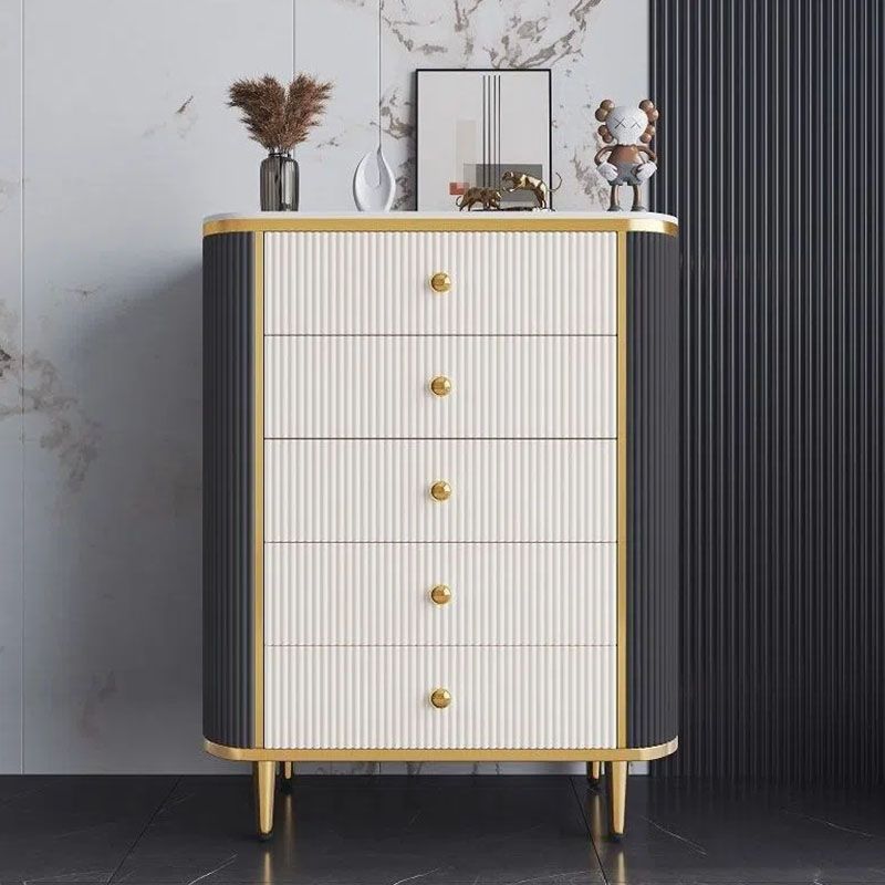 Glam Bedroom Chest Stone 16"Wide Storage Chest with Metal Legs