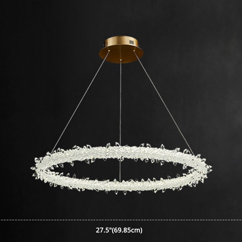 Suspension à LED circulaire moderne minimaliste en cristal clair salon de plafond suspendu