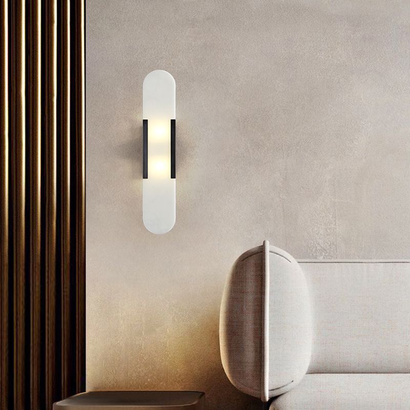 Modern Simple Wall Sconce 2 Head Marble Wall Mounted Light Fixture for Living Room