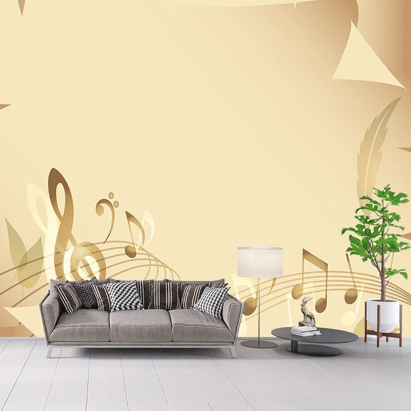 Illustration Stain Resistant Wallpaper Musical Note Living Room Wall Mural