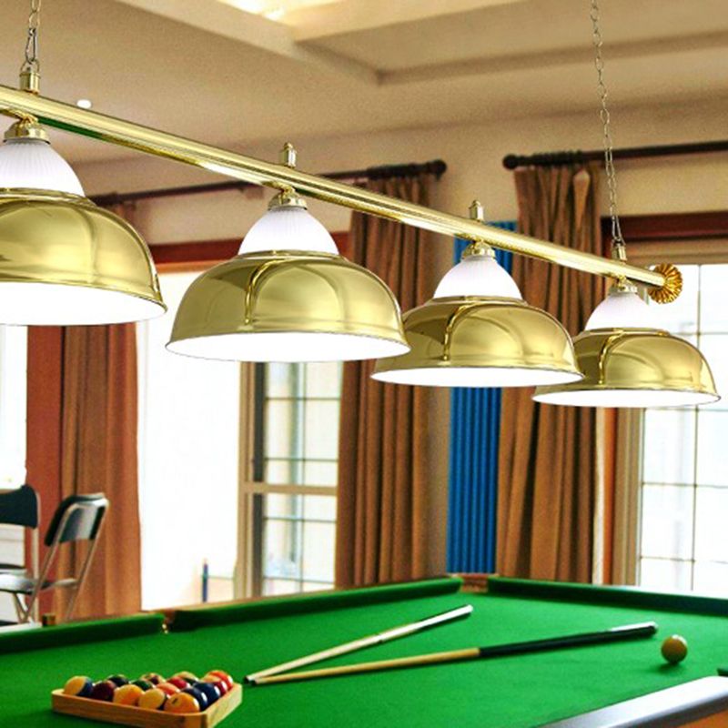 Stainless Steel Billiard Light Country Bowl Shaped Game Room Ceiling Suspension Lamp