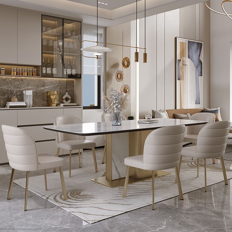 Nordic Glam Style Sintered Stone Rectangle Table Set 1/4/5/7 Pieces Dining Set