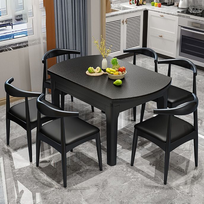 Contemporary Kitchen Dinner Table Wood Dining Table with Leaf Extension