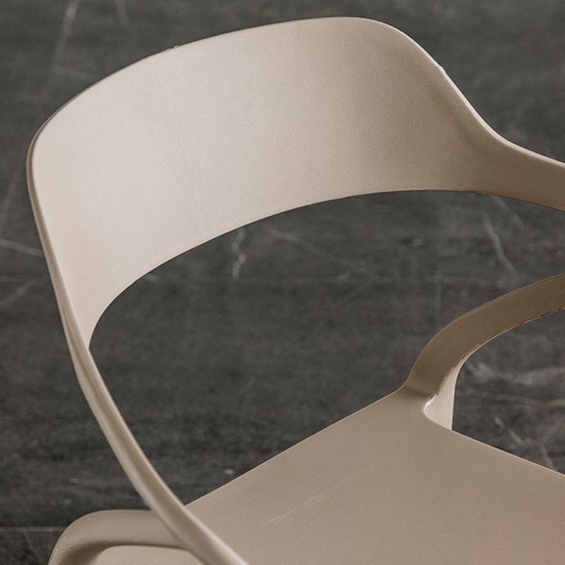 Contemporary Style Plastic Dining Chairs Dining Open Back Arm Side Chair for Kitchen