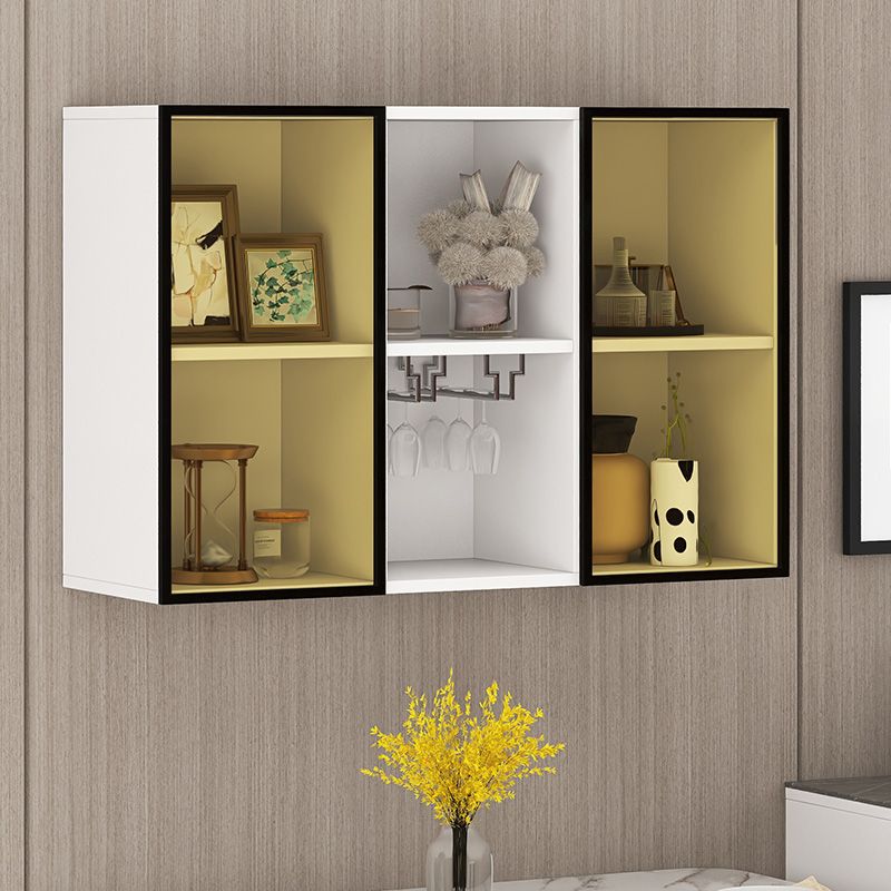 Contemporary Wall Mounted Display Stand Faux Wood Buffet Cabinet for Dining Room