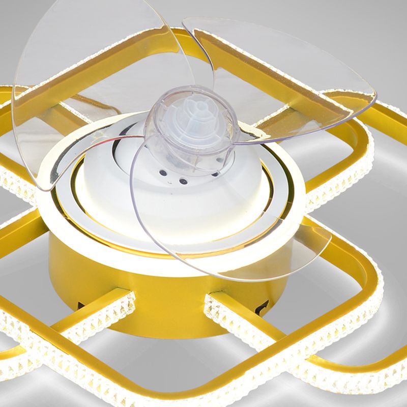 Geometric Shape Metal Ceiling Fan Modern Style Multi Lights  Ceiling Fan Lamp