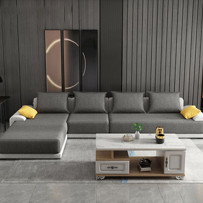 Scandinavian Style Stationary Seating Living Room Recessed Arm Pillows Sofa