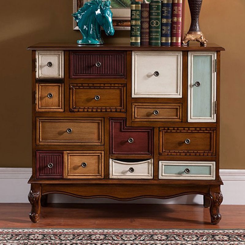 Industrial Painted Accent Cabinet with Drawers Solid Wood Chest