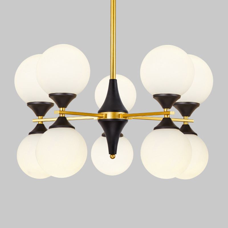Nordic Style Creative Glass Orb Chandelier Golden Dining Room Lighting Fixture with 19.6" Adjustable Suspension Rod