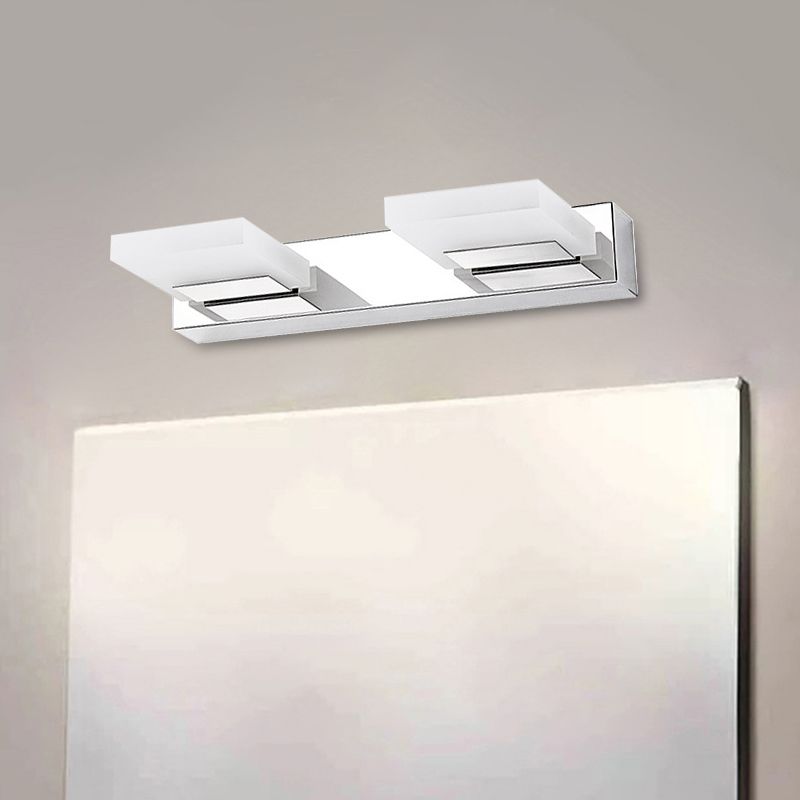 2/3/5 Lights Bathroom Vanity Light with Brick Acrylic Shade Chrome Wall Mounted Sconce in Warm/White Light