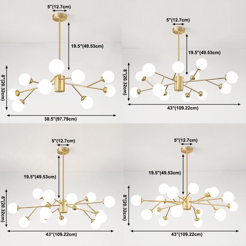 Gouden eenvoud Suspensie hanglamp metalen kroonluchter lamp voor woonkamer