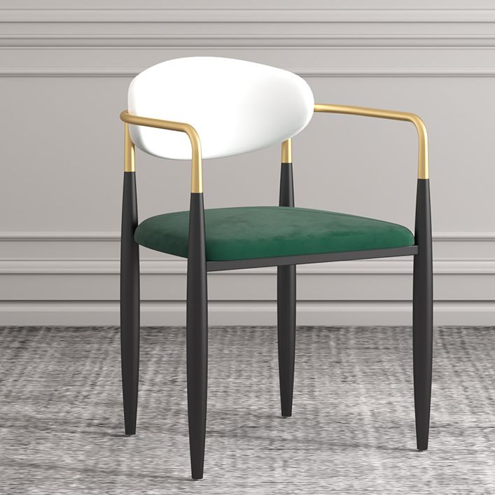 Silla de cocina contemporánea, silla auxiliar con brazo de comedor y patas de metal