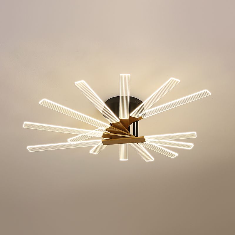 Metal Round Shade Flush Ceiling Light Modern Multi Lights Flush Mount Fixture in Brass