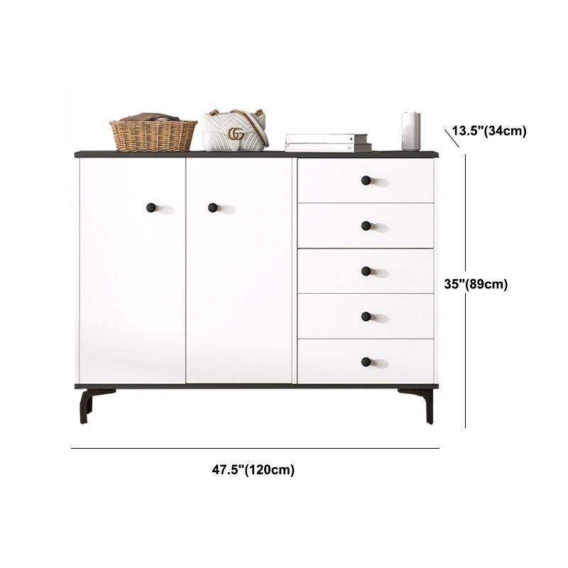 Modern White Storage Chest Dresser Wood Combo Dresser with Drawers and Doors