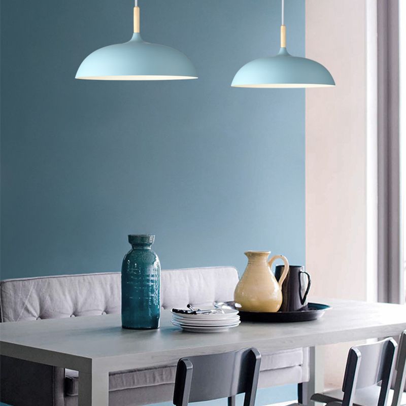 Pot Cover Shade Hanging Lighting Modern Macaron Style Metal 1 Pendant Light Pendant pour le chevet