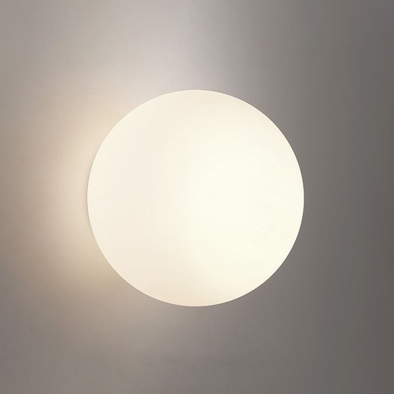 White Contemporary Glass Flush Mount 1-Light Spherical Flush Ceiling Light for Bedroom