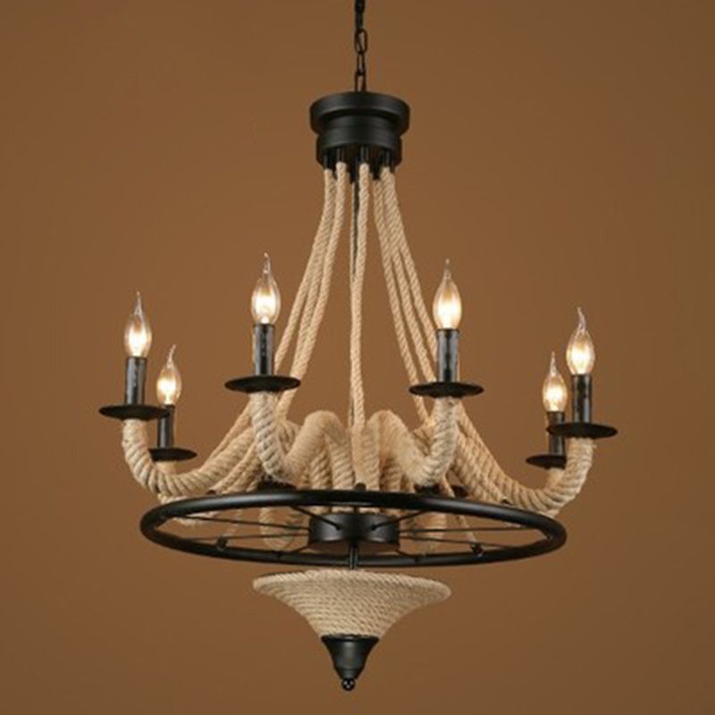 Candle Island Lighting Fixtures Industrial Rope Pendant Lighting for Restaurant