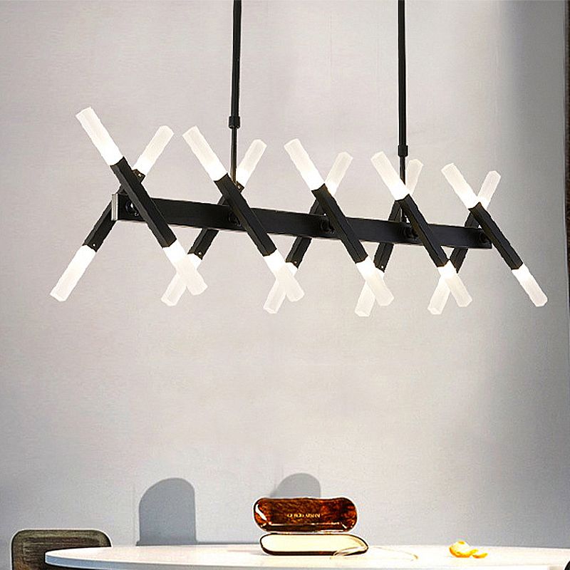 Acrylic Tube Island Pendant Modern 16/20 Lights Black/White/Gold Ceiling Pendant Light for Dining Room