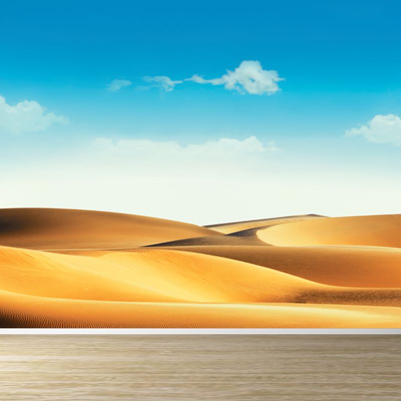 Large Desert Wall Mural Decal Modern Splendid Dune and Sky Wall Covering in Blue