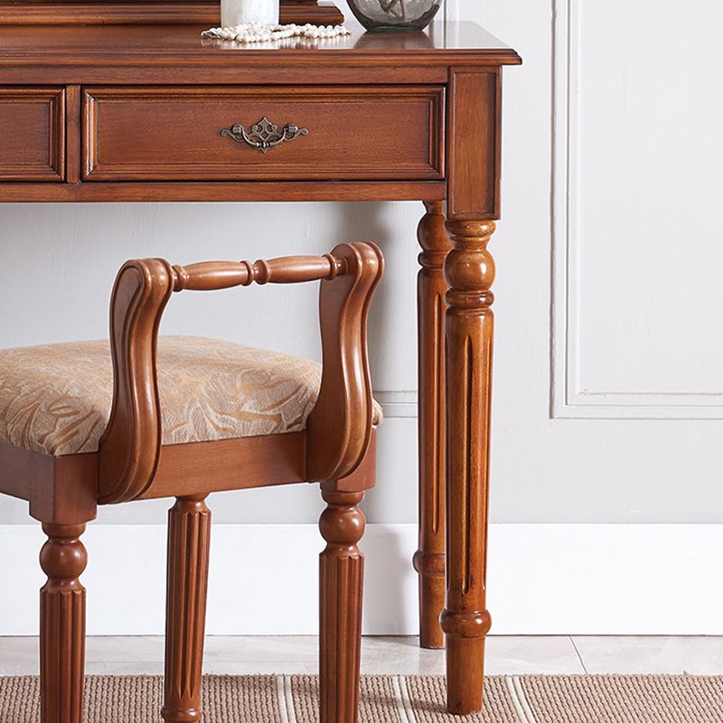 Wood Traditional Vanity Dressing Table 2-Drawer Makeup Vanity Desk