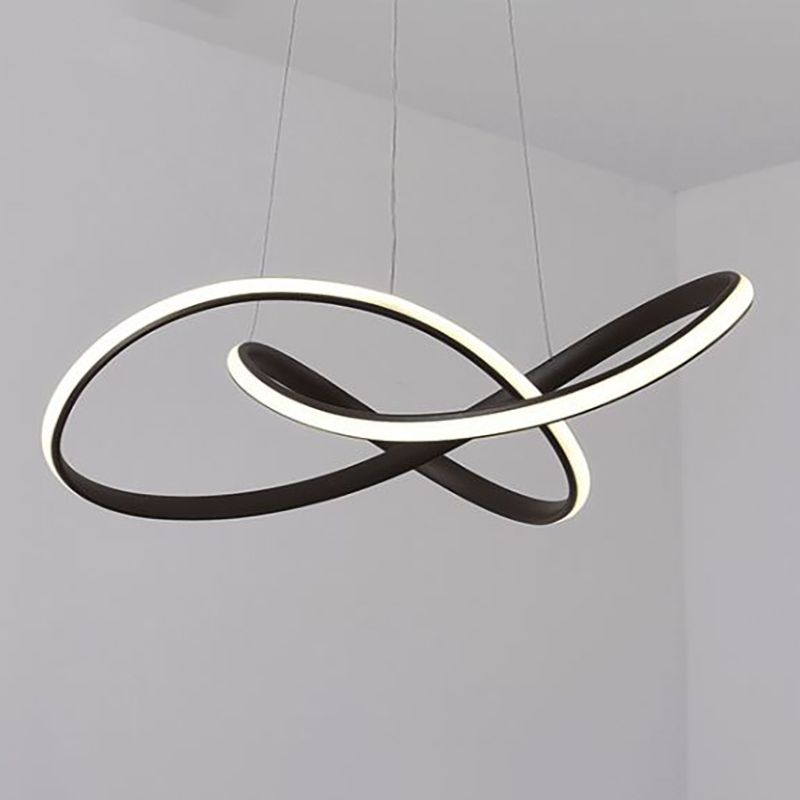 Modern Metal Chandelier Light Fixtures Spiral 1-Light Suspension Pendant Lamps