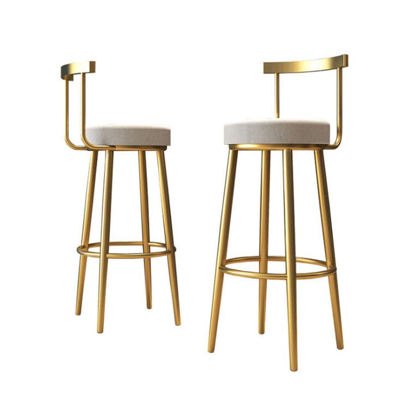 Glam Metal Barstool Velvet Footrest Low BackStool in Matte Finish for Indoor